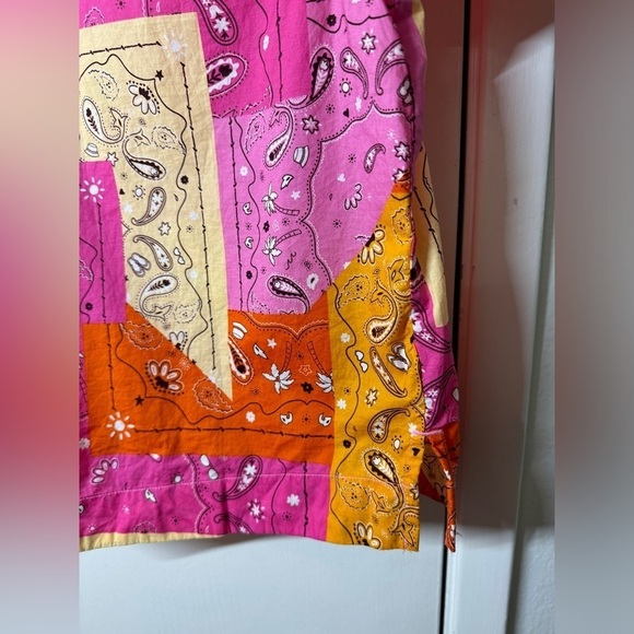 NWT Aerie Poplin Cotton Novelty Paisley Patchwork Button Front Pajama PJ Top XS - Picture 9 of 16